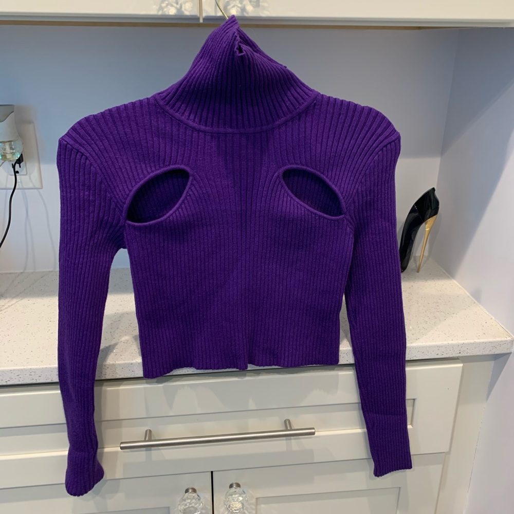 Turtleneck Cut Out Detail Crop Top NWT